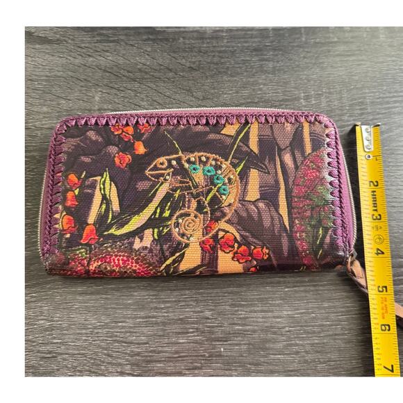Sak Roots Embroidered Lizard Wallet Multi Color Many Card Slots And Compartments - Picture 5 of 9